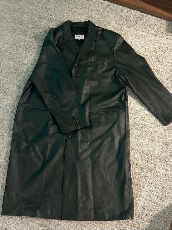 Bagazio Other - Men's Green Genuine Leather Trench Coat by Bagazio